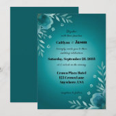 Teal Whisper Blooms Wedding 招待状 (正面/裏面)
