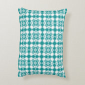 Teal White Checker Argyle Pattern アクセントクッション (裏面(縦))