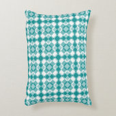 Teal White Checker Argyle Pattern アクセントクッション (正面(垂直))