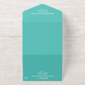 Teal White Elegant Wedding Bride and Groom Foil オールインワン招待状 (外側)