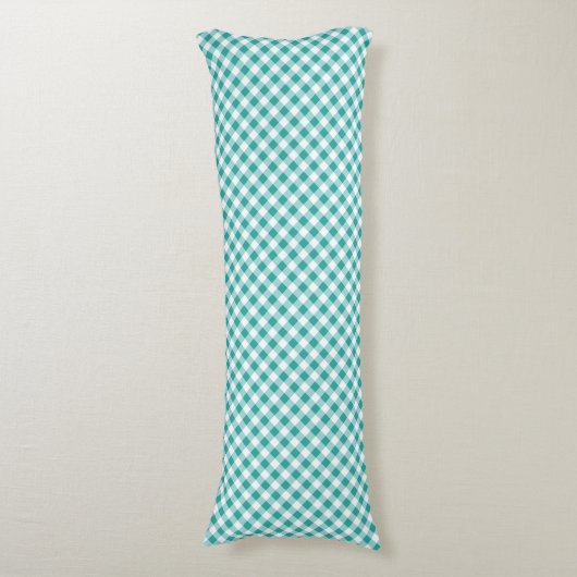 Teal White Gingham  ボディピロー (正面縦)