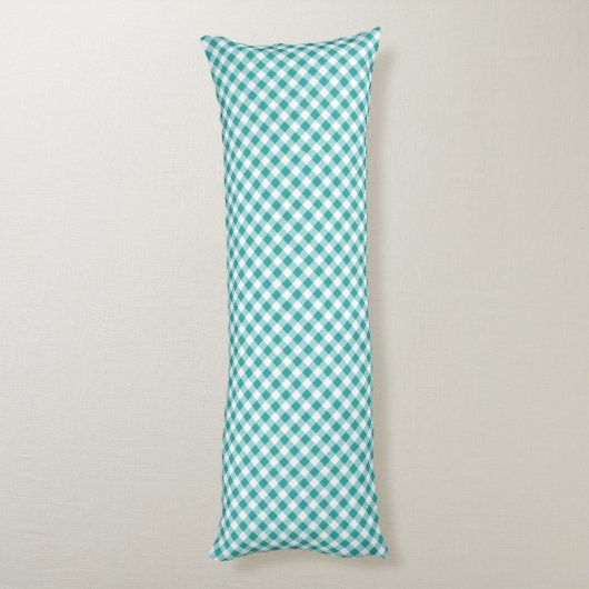 Teal White Gingham  ボディピロー (裏面 (縦))