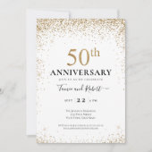 Teal White Gold 50th Wedding Anniversary  招待状 (正面)