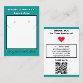 Teal White Necklace Earrings Website QR Code 名刺