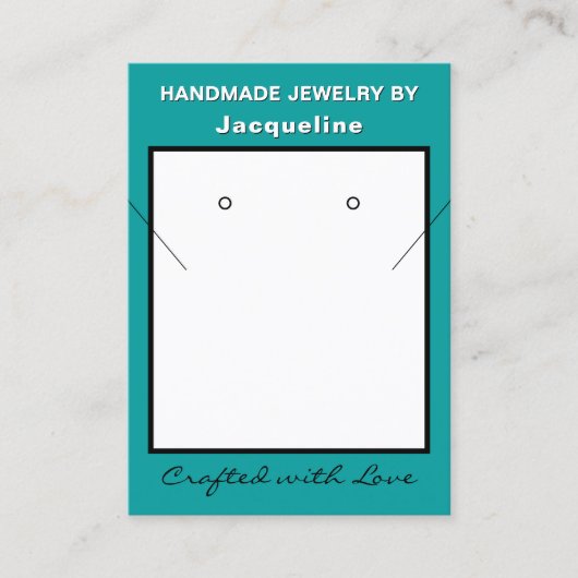 Teal White Necklace Earrings Website QR Code 名刺 (正面)