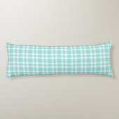 Teal White Plaid Pattern ボディピロー (裏面)