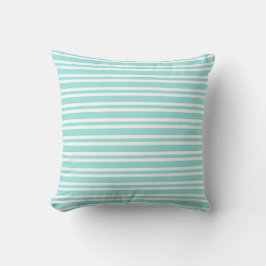 Teal White Stripes Seamless Pattern クッション