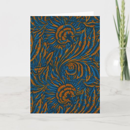 Teal William Morris Style Acanthus Leaf Botanical シーズンカード (正面)