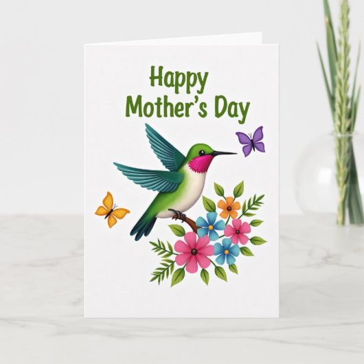 Teal Wings Mothers Day Card カード (正面)