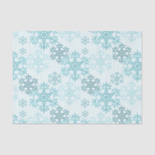 Teal Winter Ice Snowflake Pattern Tissue Paper 薄葉紙 (正面)