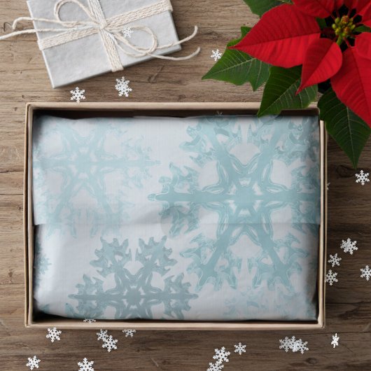 Teal Winter Ice Snowflake Pattern Tissue Paper 薄葉紙