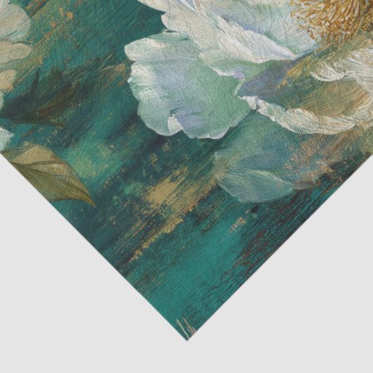 Teal Winter Peony Seamless Decoupage 薄葉紙 (詳細)