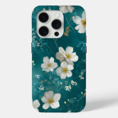 Teal With Soft White Blossoms  Case-Mate iPhoneケース (裏面)