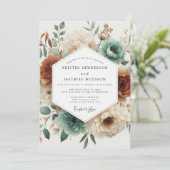 Teal Woodland Bloom Wedding 招待状 (スタンド正面)