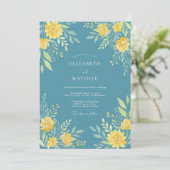 Teal Yellow Blossom Romance Wedding 招待状 (スタンド正面)