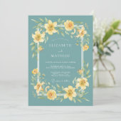 Teal Yellow Botanical Flourish Wedding 招待状 (スタンド正面)