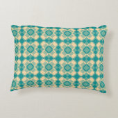 Teal Yellow Checker Argyle Pattern アクセントクッション (裏面)