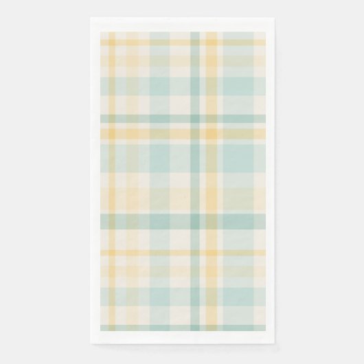 Teal Yellow Plaid Spring Easter Paper Guest Towels (正面)