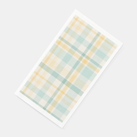 Teal Yellow Plaid Spring Easter Paper Guest Towels (コーナー)