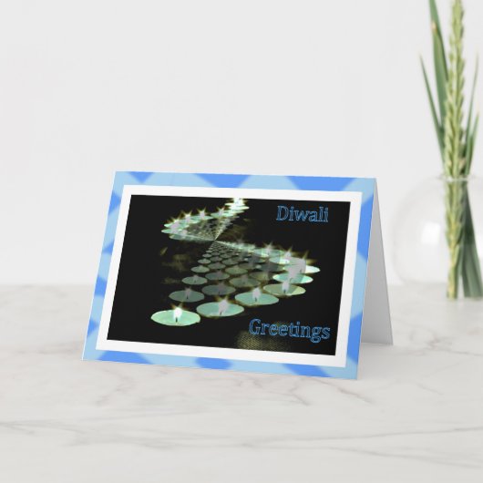 tealightの蝋燭Diwaliのインドの光のフェスティバル カード (正面)
