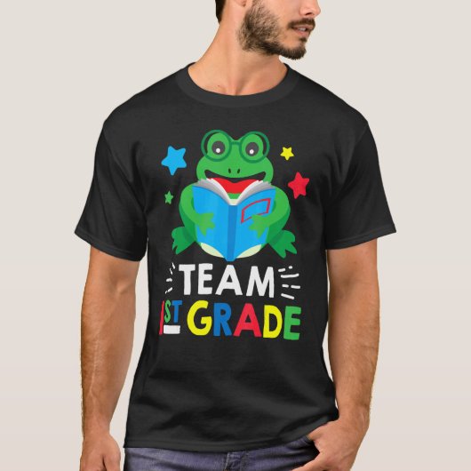 Team 1st Grade Reading Frog Back To School Book Tシャツ (正面)
