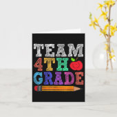 Team 4th Fourth Grade Teacher Funny Back To School カード (黄色い花)
