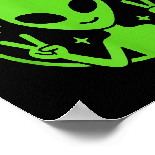 Team Alien – Funny Green Extraterrestrial Peace Si ポスター (角)