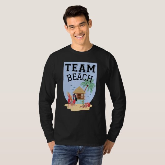 Team Beach Women Palm Tree Hut Tシャツ (正面フル)