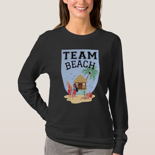 Team Beach Women Palm Tree Hut Tシャツ (正面)