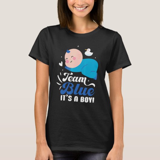 Team Blue It's A Boy Pregnancy Baby Gender Reveal Tシャツ (正面)
