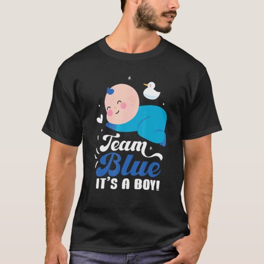 Team Blue It's A Boy Pregnancy Baby Gender Reveal Tシャツ (正面)