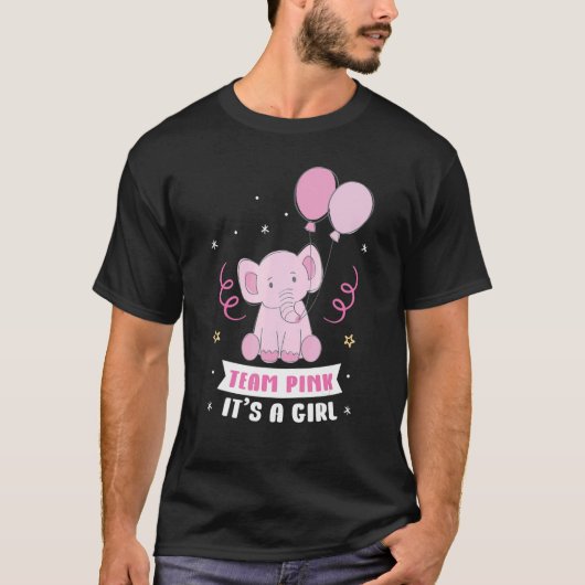 Team Blue It's A Girl Pregnancy Elephant Gender Re Tシャツ (正面)