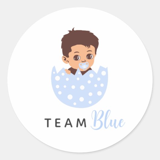Team Blue Newborn Baby Boy In Hatched Egg  ラウンドシール (正面)