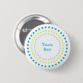 Team Boy Baby Shower Blue & Yellow Polka Dots  缶バッジ (正面&裏面)