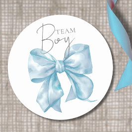 Team Boy Blue Bow Genderリビールステッカー ラウンドシール