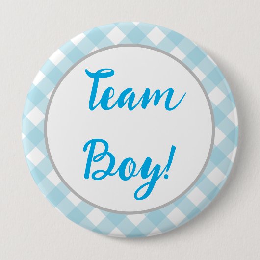 Team Boy, Gender Revealボタン， Blue Plaid 缶バッジ (正面)