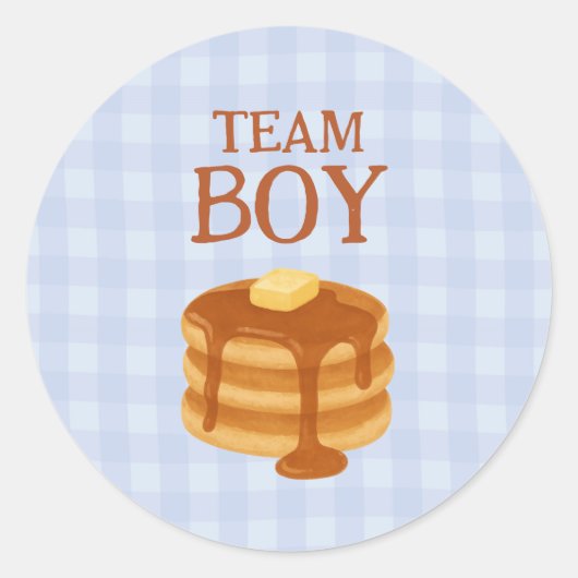 Team Boy Little Pancake Brunch Theme Gender Reveal ラウンドシール (正面)