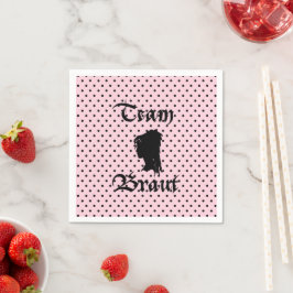 Team Braut Text mit Punkte rosa スタンダードカクテルナプキン