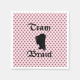 Team Braut Text mit Punkte rosa スタンダードカクテルナプキン