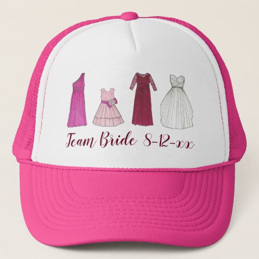 TEAM BRIDEカスタムウェディング日付ブライダルパーティガウン キャップ (正面)