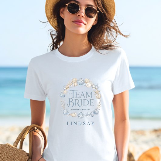 Team Bride! エレガント ビーチ 海岸の花嫁 シェル Tシャツ