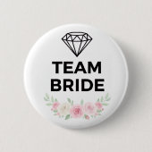 Team Bride Diamond and Flowers Button Pin 缶バッジ (正面)