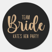 Team Bride Elegant Bachelorette Party ラウンドシール (正面)