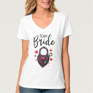 Team Bride Goth Heart Lock and Key Tシャツ