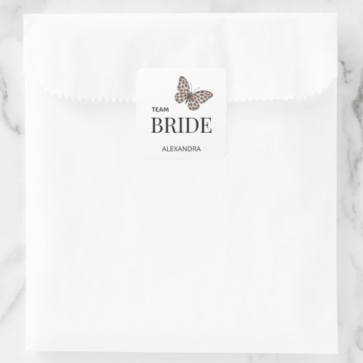 Team Bride Personalized Wedding Design スクエアシール (バッグ)