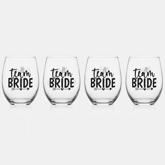 Team Bride Personalized Wedding Party Gift ステムなしワイングラス (正面)