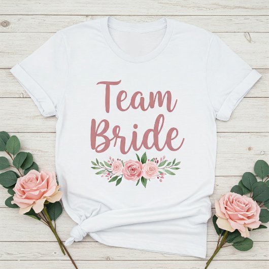 Team Bride T-Shirt for Bridesmaids with Pink Tシャツ