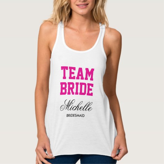 Team Bride tank tops with bridesmaid's name タンクトップ (正面)