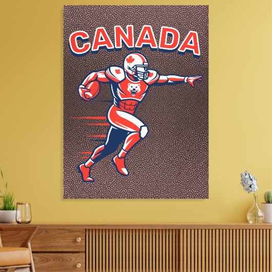 Team Canada Football Dynamic Patriotic Athlete Art キャンバスプリント (インサイチュ (リビング))