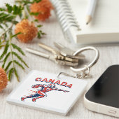 Team Canada Football Dynamic Patriotic Athlete Art キーホルダー (正面右)